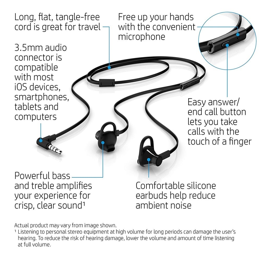 HP Headset 150 In-Ear - X7B04AA - Black