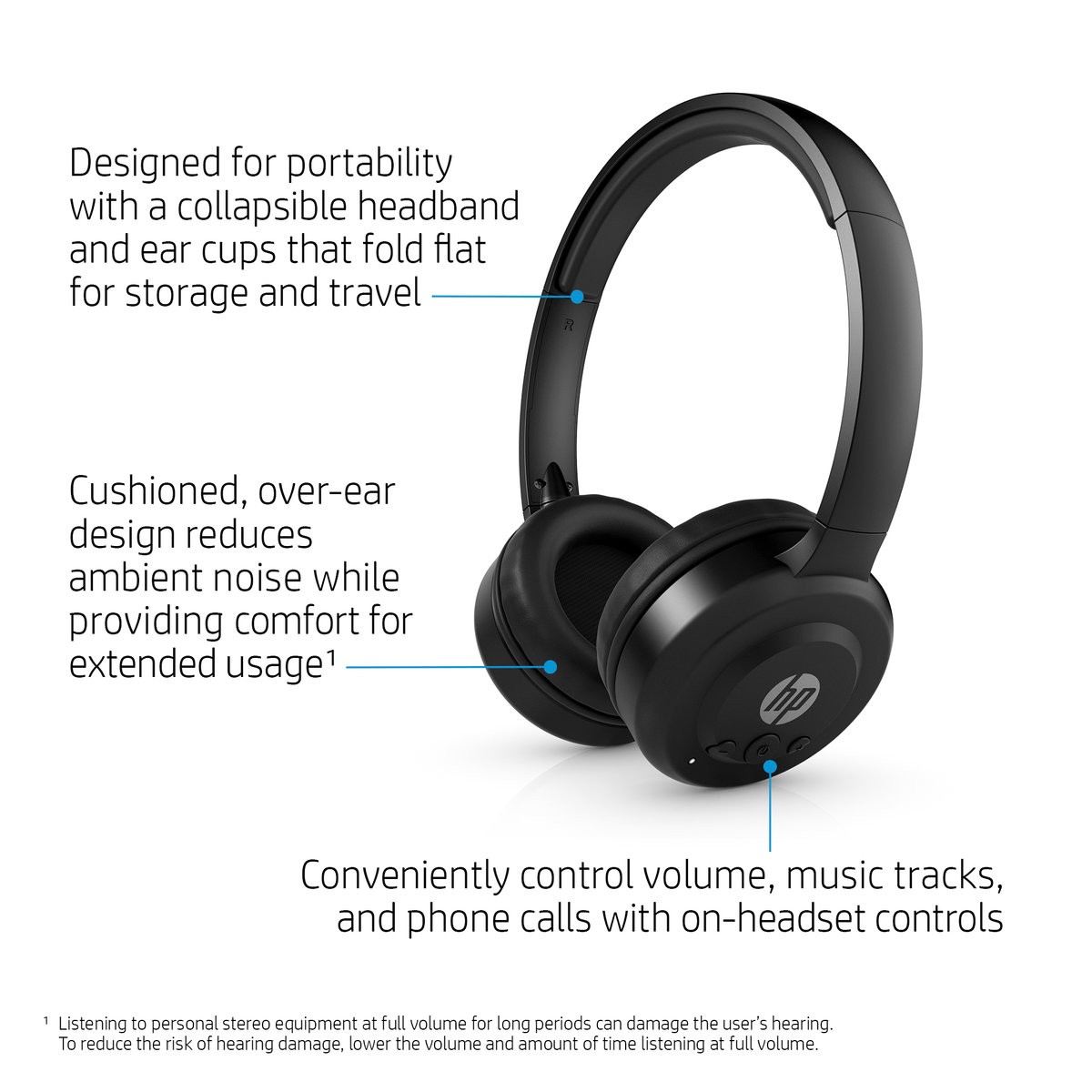 HP Pavilion 600 Bluetooth Headset Black - 1SH06AA